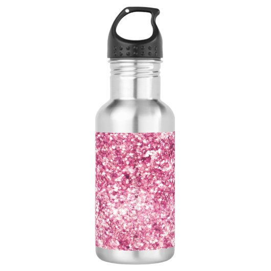 Girly Pink Glitter Confetti Waterfles (Voorkant)