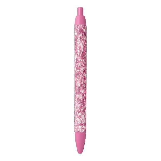 Girly Pink Glitter Confetti Zwarte Inkt Pen (Voorkant Verticaal)