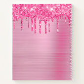 Girly Pink Glitter Drift Chic Glam Monogram Name Notitieboek (Achterkant)