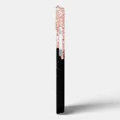 Girly Pink Glitter Drip Gray Monogram Case-Mate iPhone Case (Achterkant / Links)