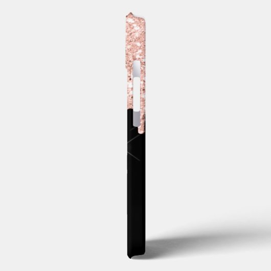 Girly Pink Glitter Drip Gray Monogram Case-Mate iPhone Case (Achterkant / Links)