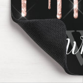 Girly Pink Glitter Drip Gray Monogram Muismat (Hoek)