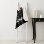 Girly Pink Glitter Drip Gray Monogram Sherpa Deken (In situ)