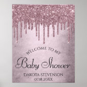 Girly Pink Glitter Drip | Mauve Shimmer Shower Poster (Voorkant)