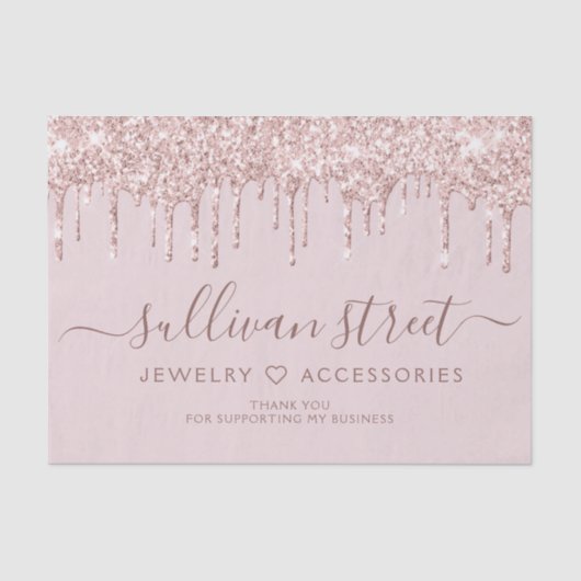 Girly Pink Glitter Drip Small Business Tissuepapier (Voorkant)