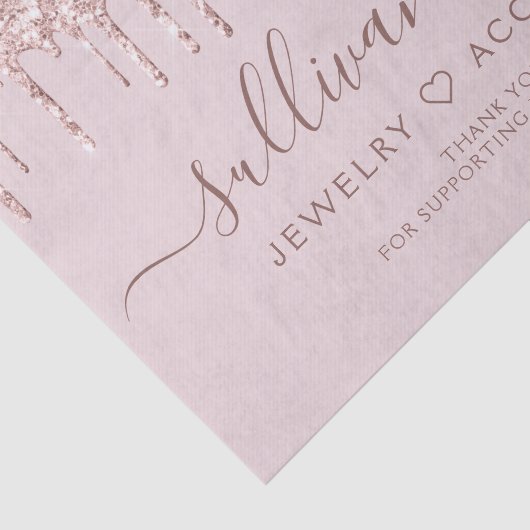 Girly Pink Glitter Drip Small Business Tissuepapier (Detail)