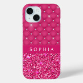 Girly Pink Glitter en Diamonds Personalized Hoesje (Achterkant)