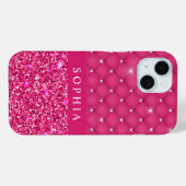 Girly Pink Glitter en Diamonds Personalized Hoesje (Achterkant (horizontaal))