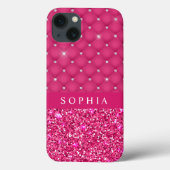 Girly Pink Glitter en Diamonds Personalized Hoesje (Achterkant)