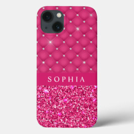 Girly Pink Glitter en Diamonds Personalized Hoesje