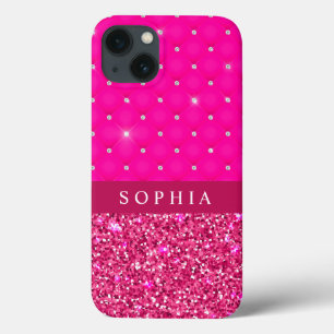 Girly Pink Glitter en Diamonds, speciaal gepersona Case-Mate iPhone Case