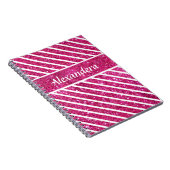Girly Pink Glitter en White Script Modern glam Notitieboek (Rechterzijde)