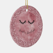 Girly Pink Glitter Eyelashes Keramisch Ornament (Rechts)
