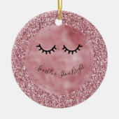 Girly Pink Glitter Eyelashes Keramisch Ornament (Voorkant)