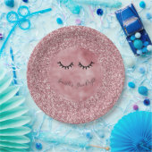 Girly Pink Glitter Eyelashes       Papieren Bordje (Feest)