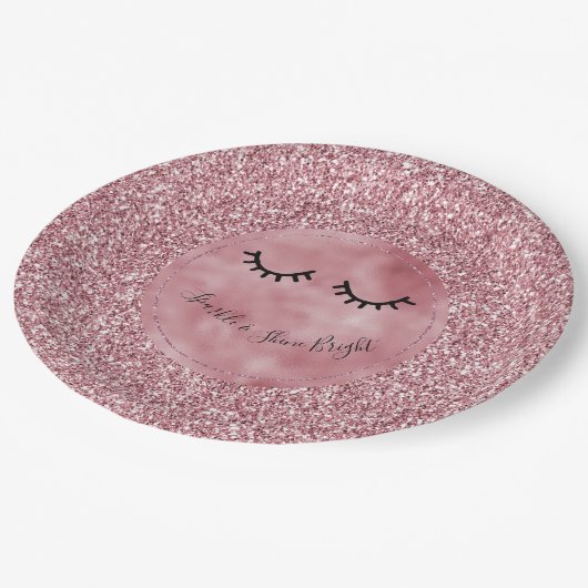 Girly Pink Glitter Eyelashes       Papieren Bordje (Gekanteld)