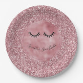 Girly Pink Glitter Eyelashes       Papieren Bordje (Voorkant)