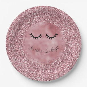 Girly Pink Glitter Eyelashes       Papieren Bordje