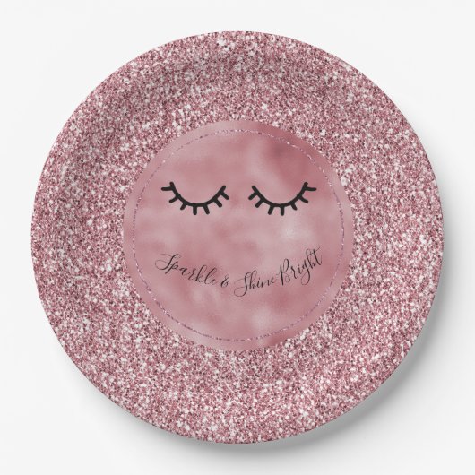 Girly Pink Glitter Eyelashes       Papieren Bordje (Voorkant)