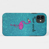 Girly Pink glitter flamingo turquoise glitter Case-Mate iPhone Case (Achterkant (horizontaal))