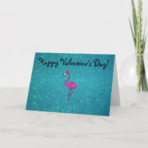Girly Pink glitter flamingo turquoise glitter Feestdagen Kaart