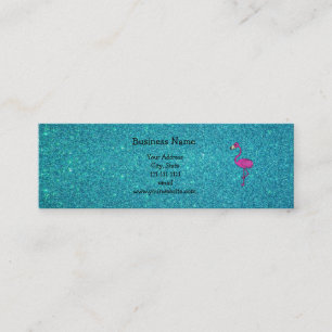 Girly Pink glitter flamingo turquoise glitter Mini Visitekaartje