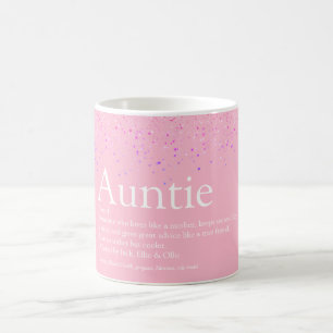 Girly Pink Glitter Fun Best tante Auntie Definitio Koffiemok