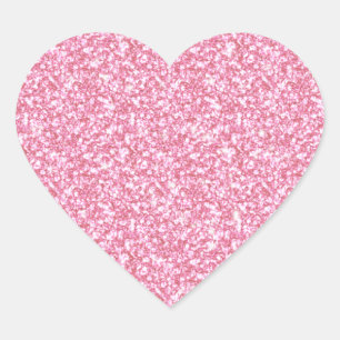 Girly Pink Glitter Gedrukt Hart Sticker