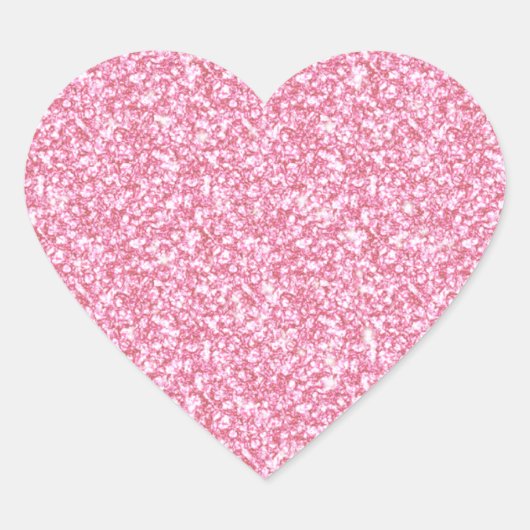 Girly Pink Glitter Gedrukt Hart Sticker (Voorkant)