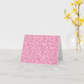 Girly Pink Glitter Gedrukt Kaart (Gele Bloem)