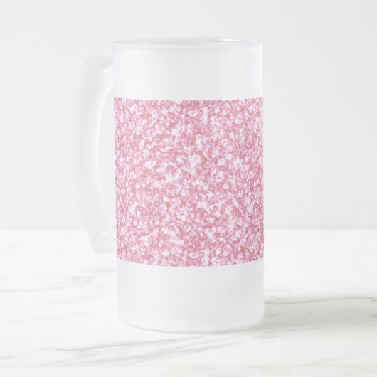 Girly Pink Glitter Gedrukt Matglas Bierpul (Voorkant links)