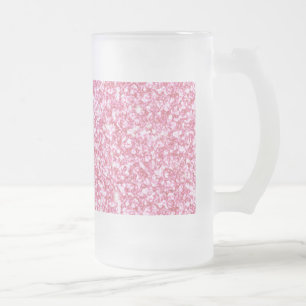 Girly Pink Glitter Gedrukt Matglas Bierpul