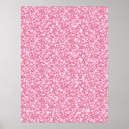 Girly Pink Glitter Gedrukt Poster (Voorkant)