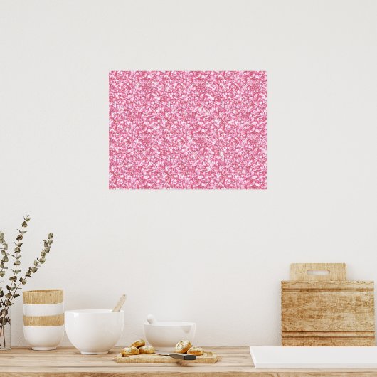 Girly Pink Glitter Gedrukt Poster (Keuken)