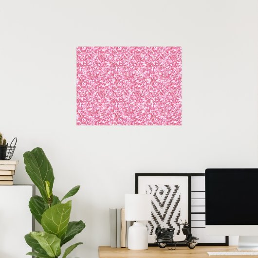 Girly Pink Glitter Gedrukt Poster (Thuiskantoor)