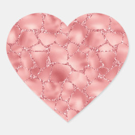 Girly Pink Glitter Giraffe Print Hart Sticker