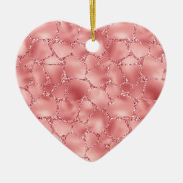 Girly Pink Glitter Giraffe Print Keramisch Ornament