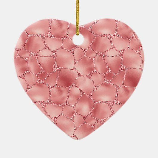 Girly Pink Glitter Giraffe Print Keramisch Ornament (Achterkant)