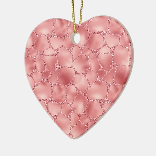 Girly Pink Glitter Giraffe Print Keramisch Ornament (Links)