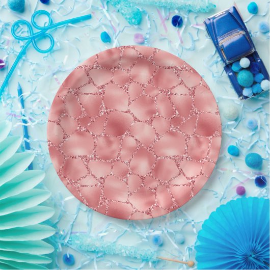 Girly Pink Glitter Giraffe Print Papieren Bordje (Feest)