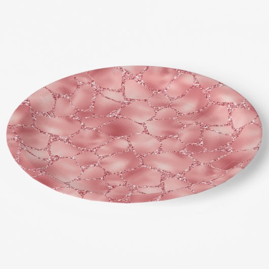 Girly Pink Glitter Giraffe Print Papieren Bordje (Gekanteld)