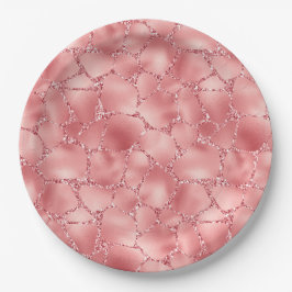 Girly Pink Glitter Giraffe Print Papieren Bordje