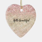 Girly Pink Glitter Glam Gold Leopard Print Ombre Keramisch Ornament (Rechts)