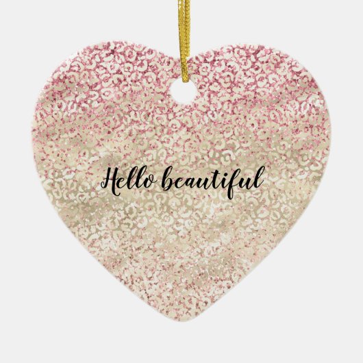 Girly Pink Glitter Glam Gold Leopard Print Ombre Keramisch Ornament (Voorkant)