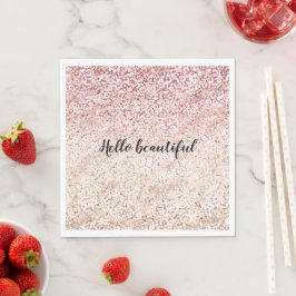 Girly Pink Glitter Glam Gold Leopard Print Ombre Servet