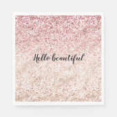 Girly Pink Glitter Glam Gold Leopard Print Ombre Servet (Voorkant)