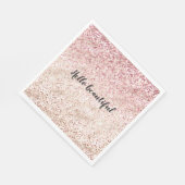 Girly Pink Glitter Glam Gold Leopard Print Ombre Servet (Hoek)