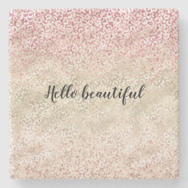 Girly Pink Glitter Glam Gold Leopard Print Ombre Stenen Onderzetter