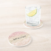 Girly Pink Glitter Glam Gold Leopard Print Ombre Zandsteen Onderzetter (Zijkant)