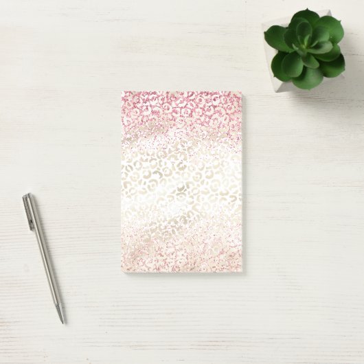 Girly Pink Glitter Glam Gold Luipaard Print Post-it® Notes (Kantoor)